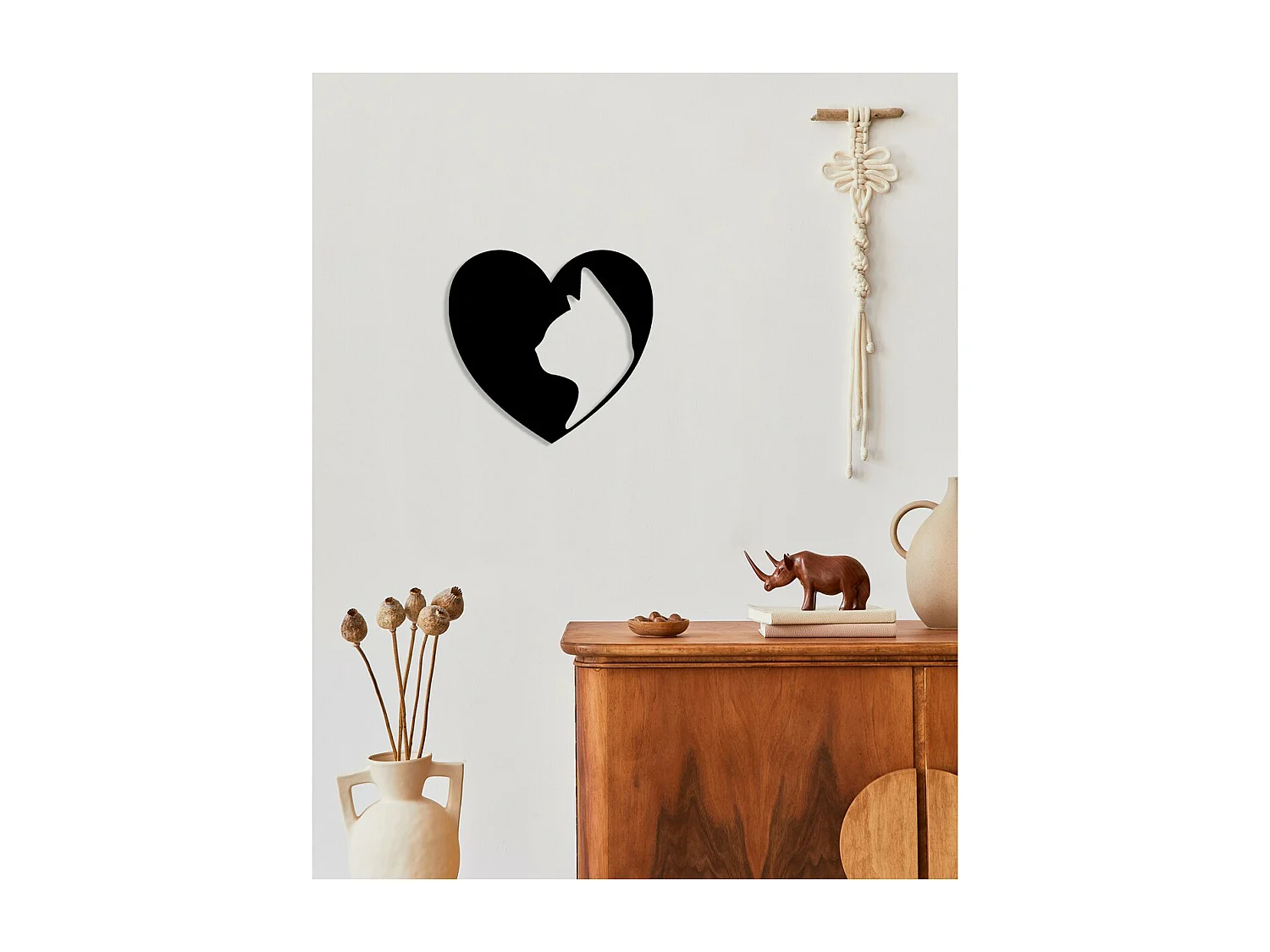 Décoration en Métal Chat 165, Noir, 40x0,15x38 cm, EPIKASA