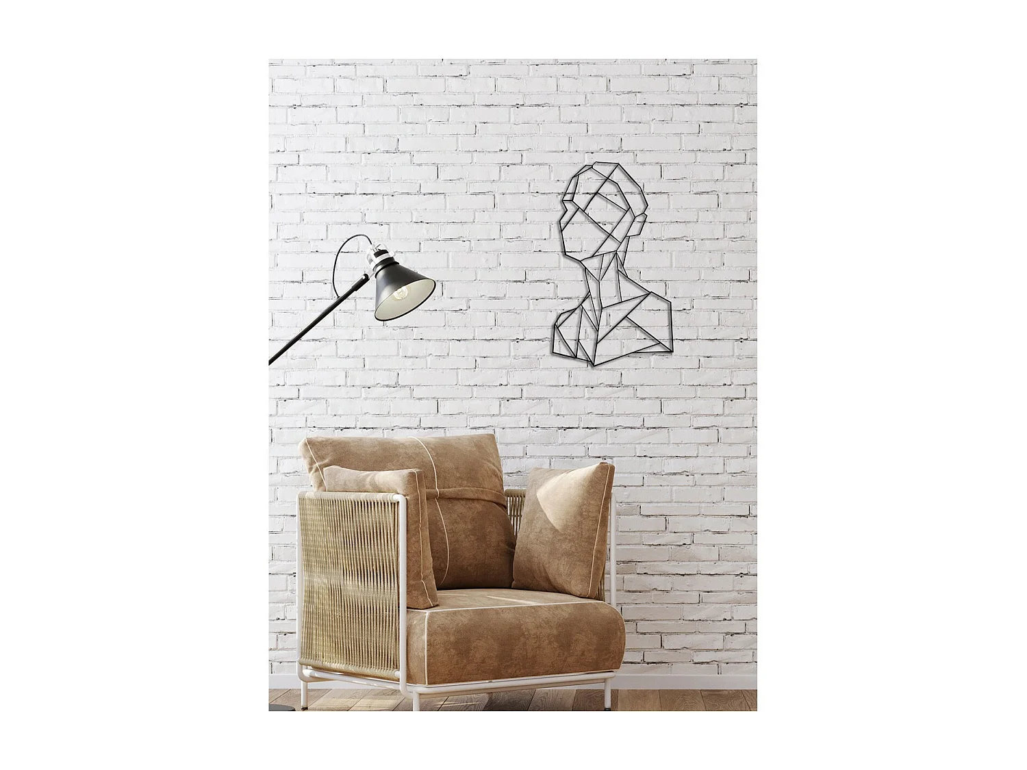 Metalen Decoratie Buste 1, Zwart, 30x0,15x51 cm, EPIKASA