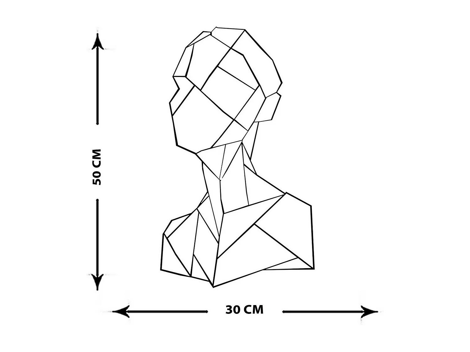 Metalen Decoratie Buste 1, Zwart, 30x0,15x51 cm, EPIKASA
