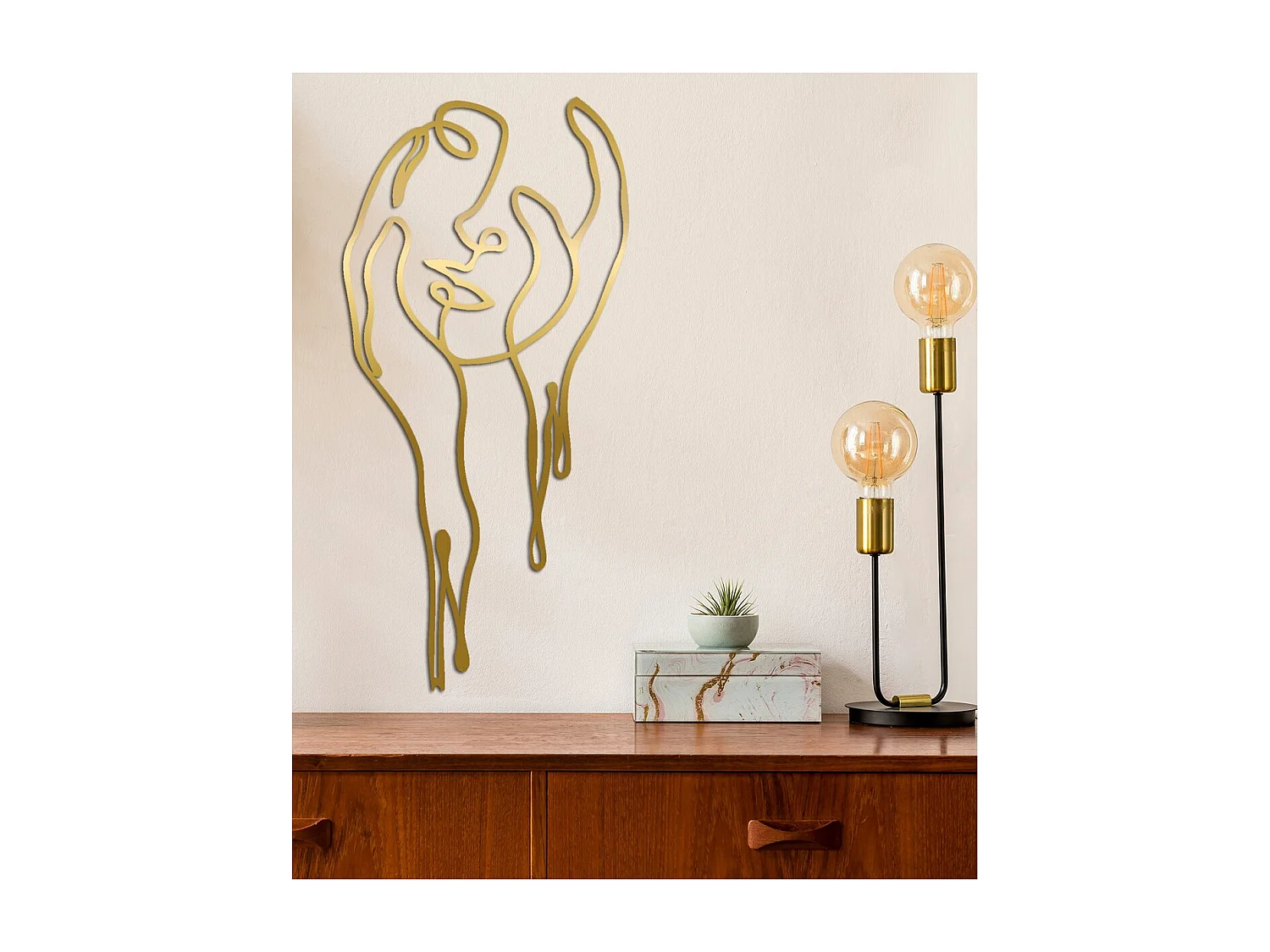 Decorazione in Metallo Viso 18, Oro, 35x0,15x73 cm, EPIKASA