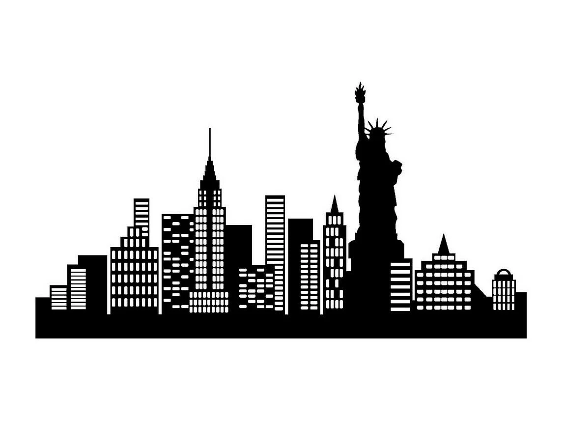 Metalen Decoratie New York 5, Zwart, 96x0,15x50 cm, EPIKASA