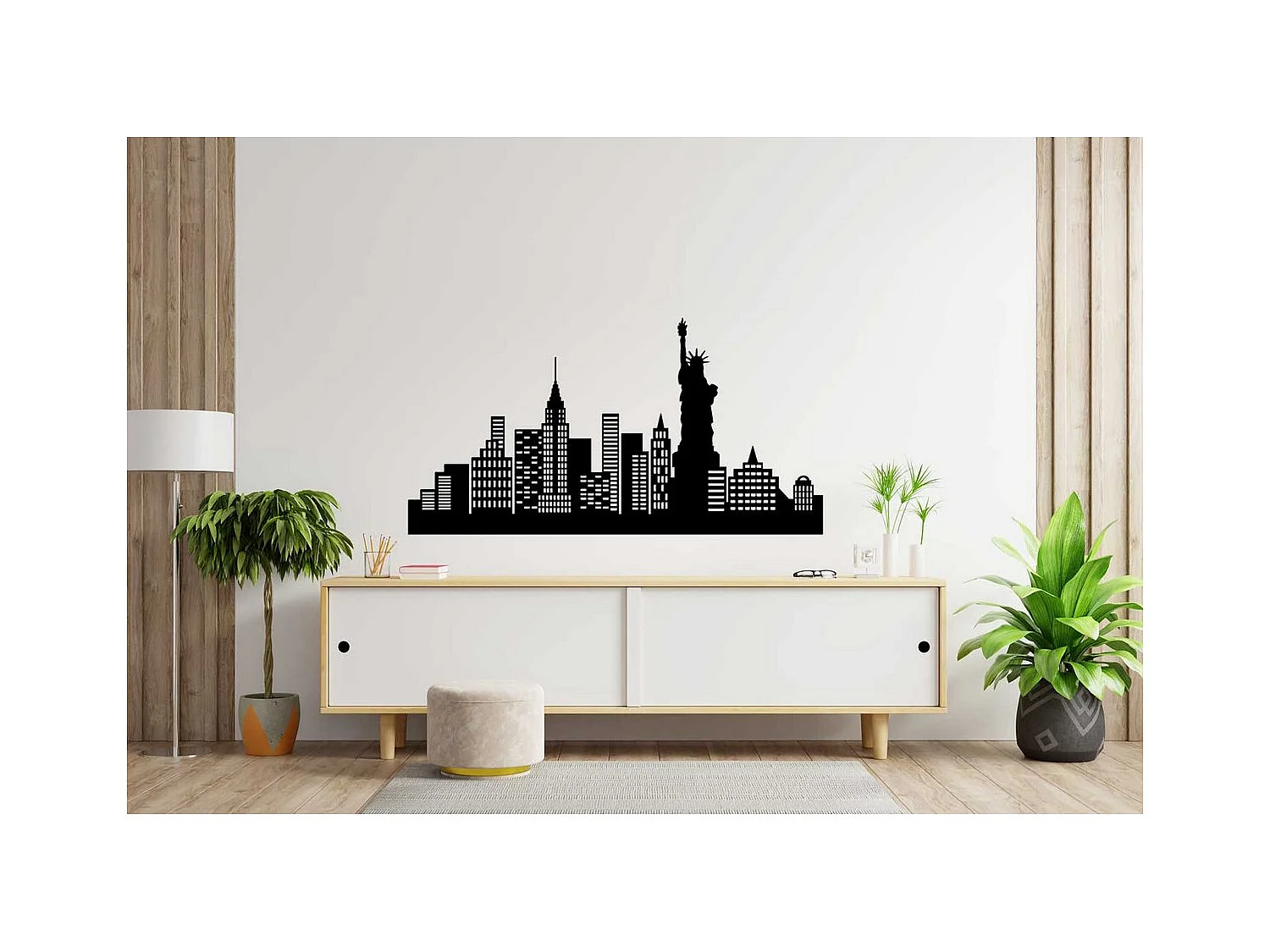 Metalen Decoratie New York 5, Zwart, 96x0,15x50 cm, EPIKASA