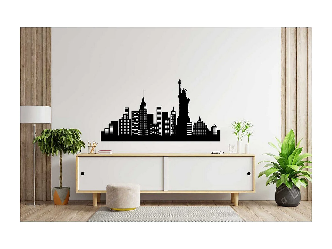 Metalen Decoratie New York 5, Zwart, 96x0,15x50 cm, EPIKASA