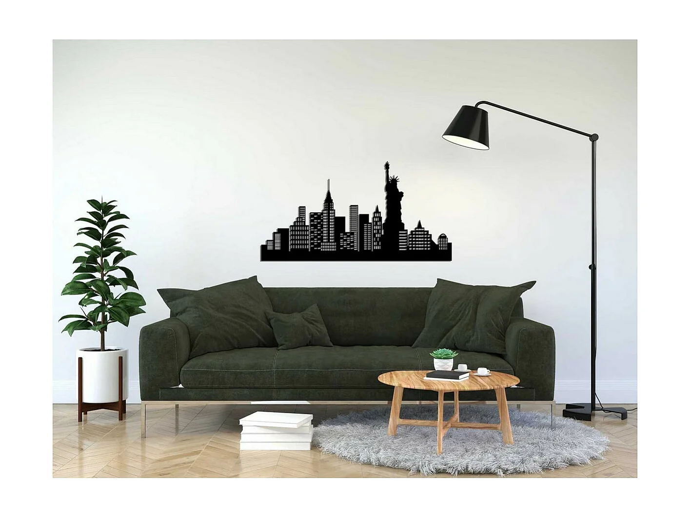 Metalen Decoratie New York 5, Zwart, 96x0,15x50 cm, EPIKASA