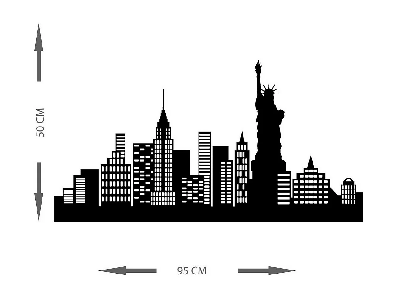 Metalen Decoratie New York 5, Zwart, 96x0,15x50 cm, EPIKASA