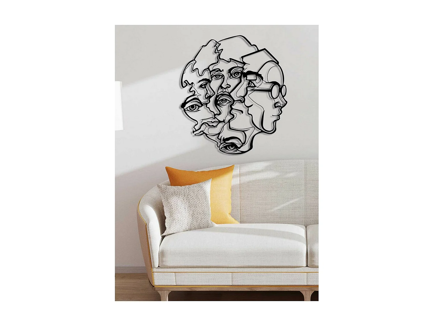 Decorazione in Metallo Volti 14, Nero, 65x0,15x73 cm, EPIKASA