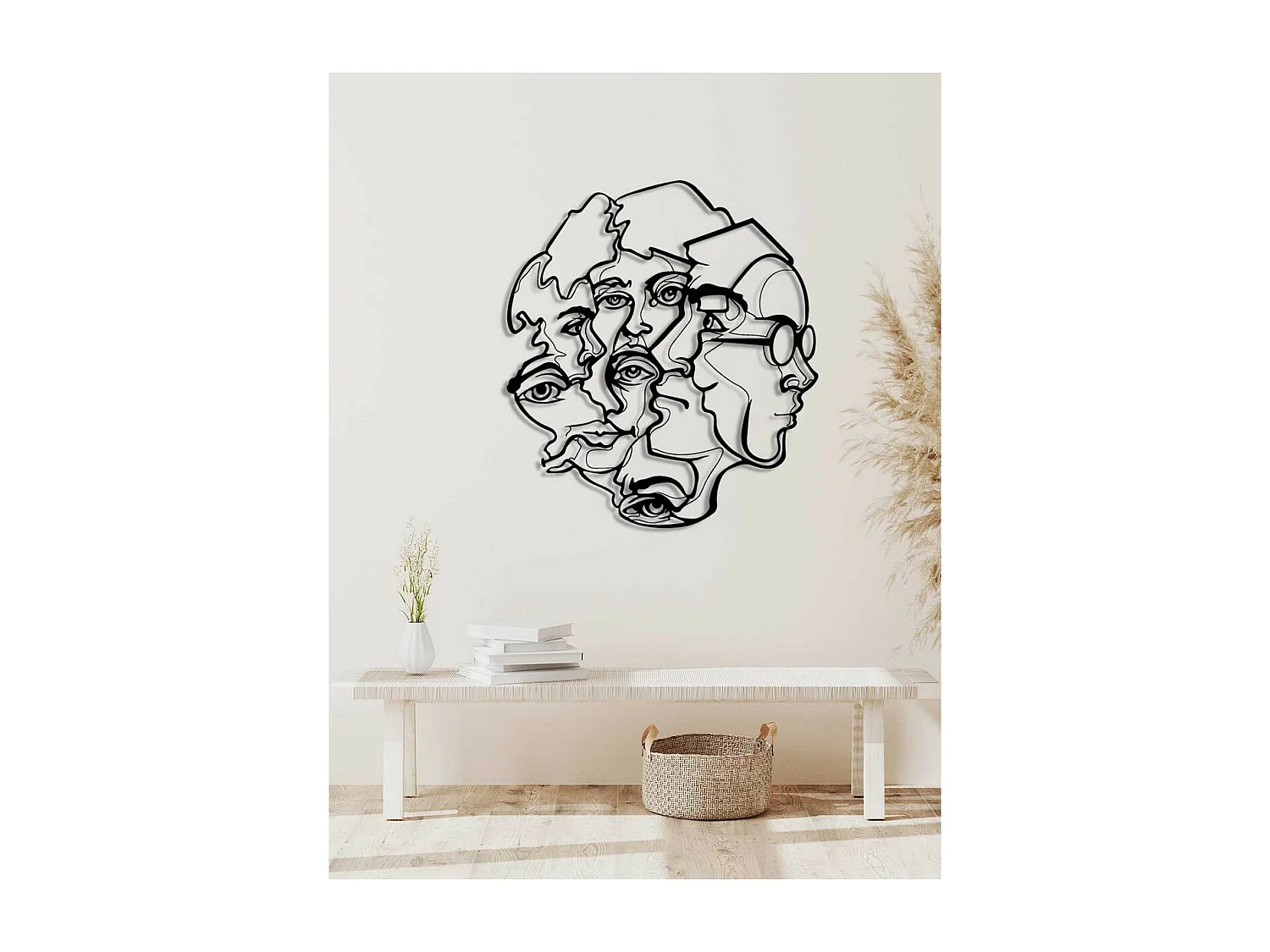 Decorazione in Metallo Volti 14, Nero, 65x0,15x73 cm, EPIKASA