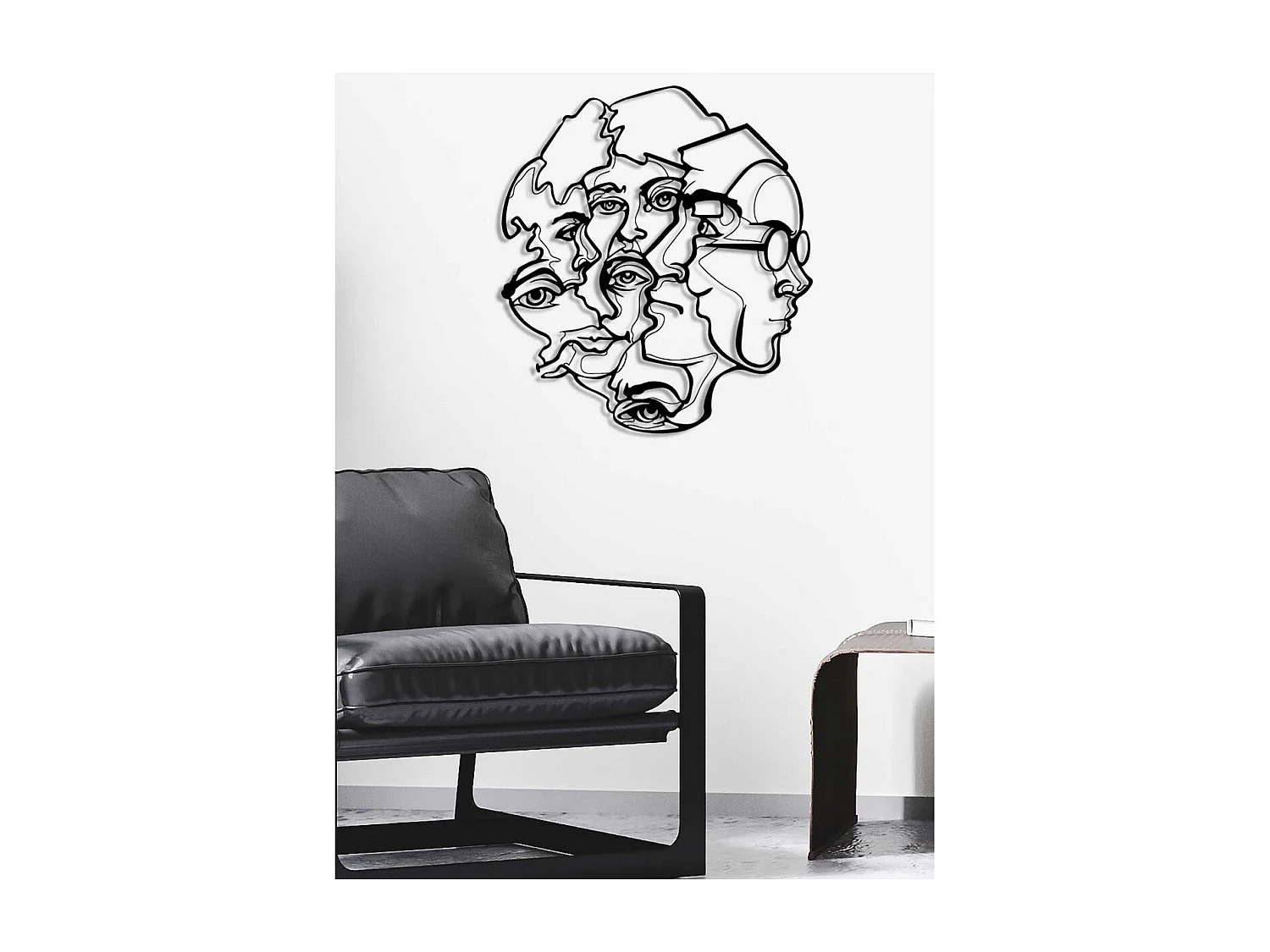 Decorazione in Metallo Volti 14, Nero, 65x0,15x73 cm, EPIKASA