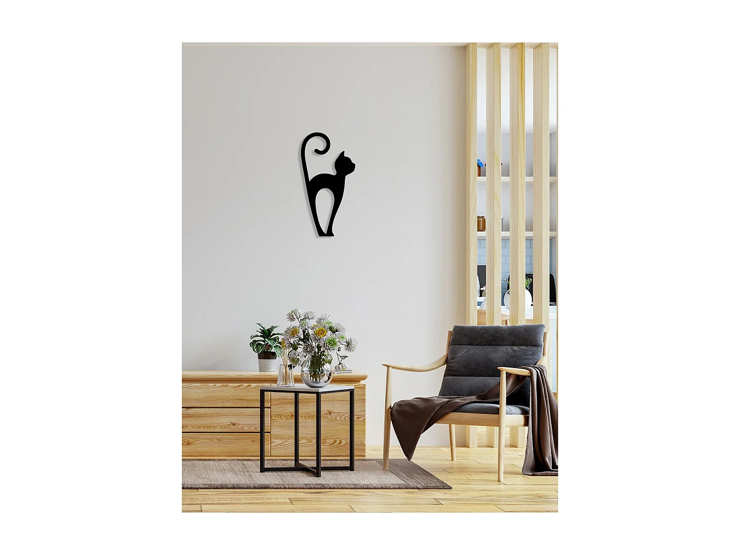 Decoração em Metal Gato 115, Preto, 25x0,15x43 cm, EPIKASA