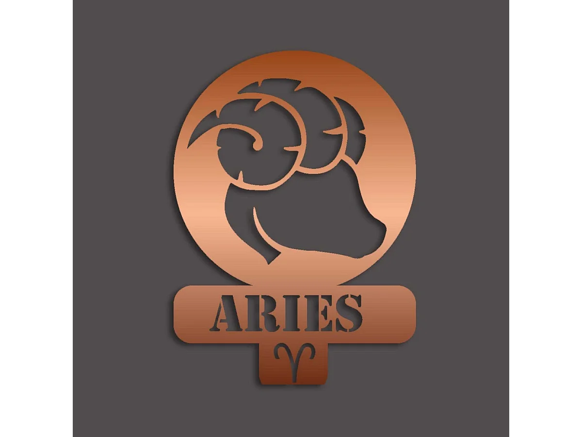 Décoration en Métal Horoscope Bélier 4, Cuivre, 36x0,15x50 cm, EPIKASA