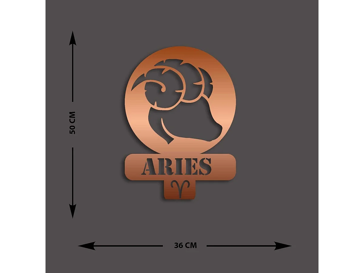 Décoration en Métal Horoscope Bélier 4, Cuivre, 36x0,15x50 cm, EPIKASA