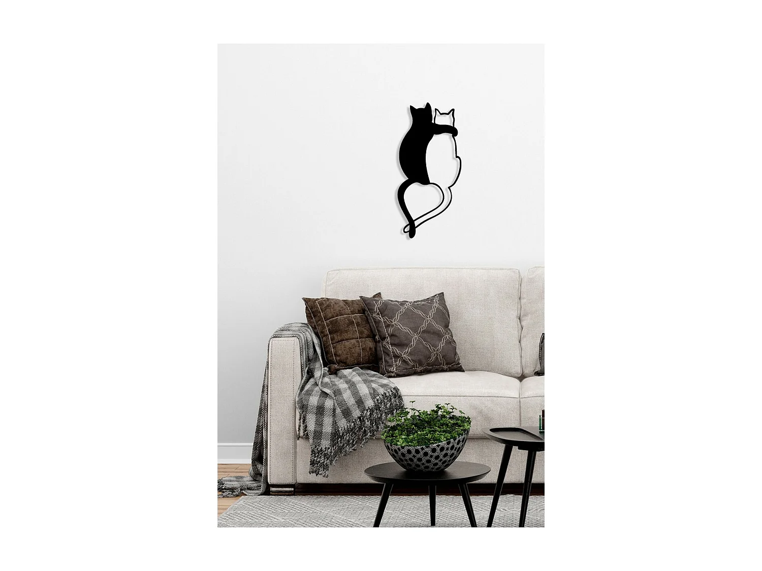 Décoration en Métal Chat 126, Noir, 28x0,15x60 cm, EPIKASA