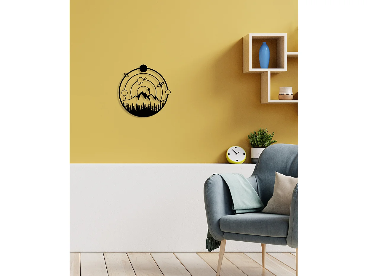 Decorazione in Metallo Montagna 29, Nero, 50x0,15x51 cm cm, EPIKASA