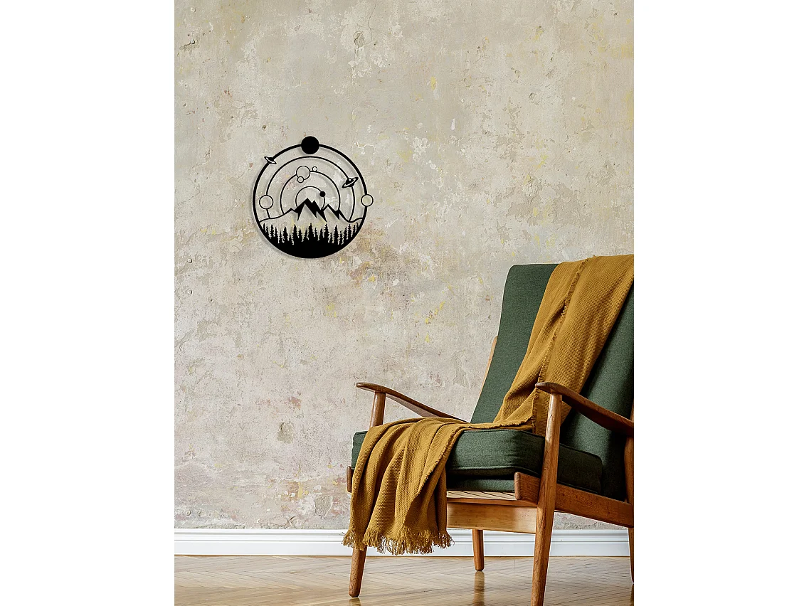 Decorazione in Metallo Montagna 29, Nero, 50x0,15x51 cm cm, EPIKASA