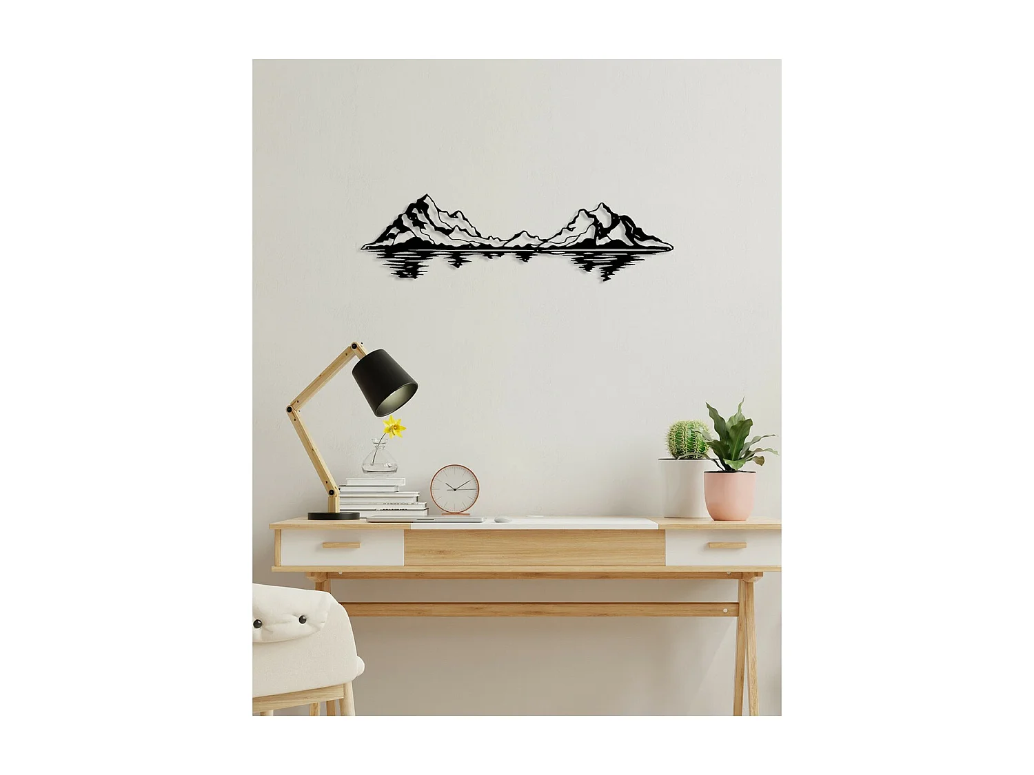 Décoration en Métal Montagne 24, Noir, 101x0,15x28 cm, EPIKASA