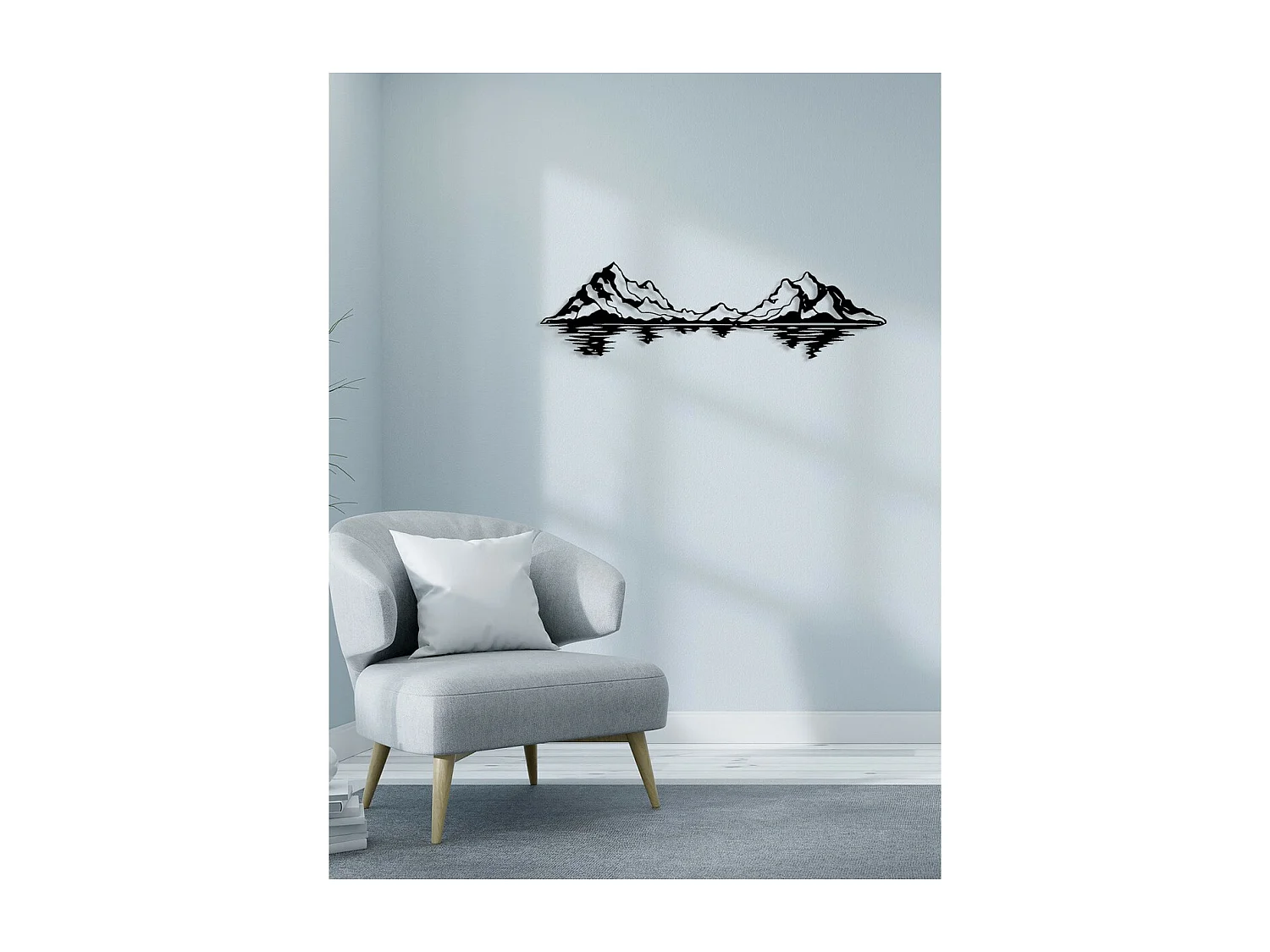 Décoration en Métal Montagne 24, Noir, 101x0,15x28 cm, EPIKASA