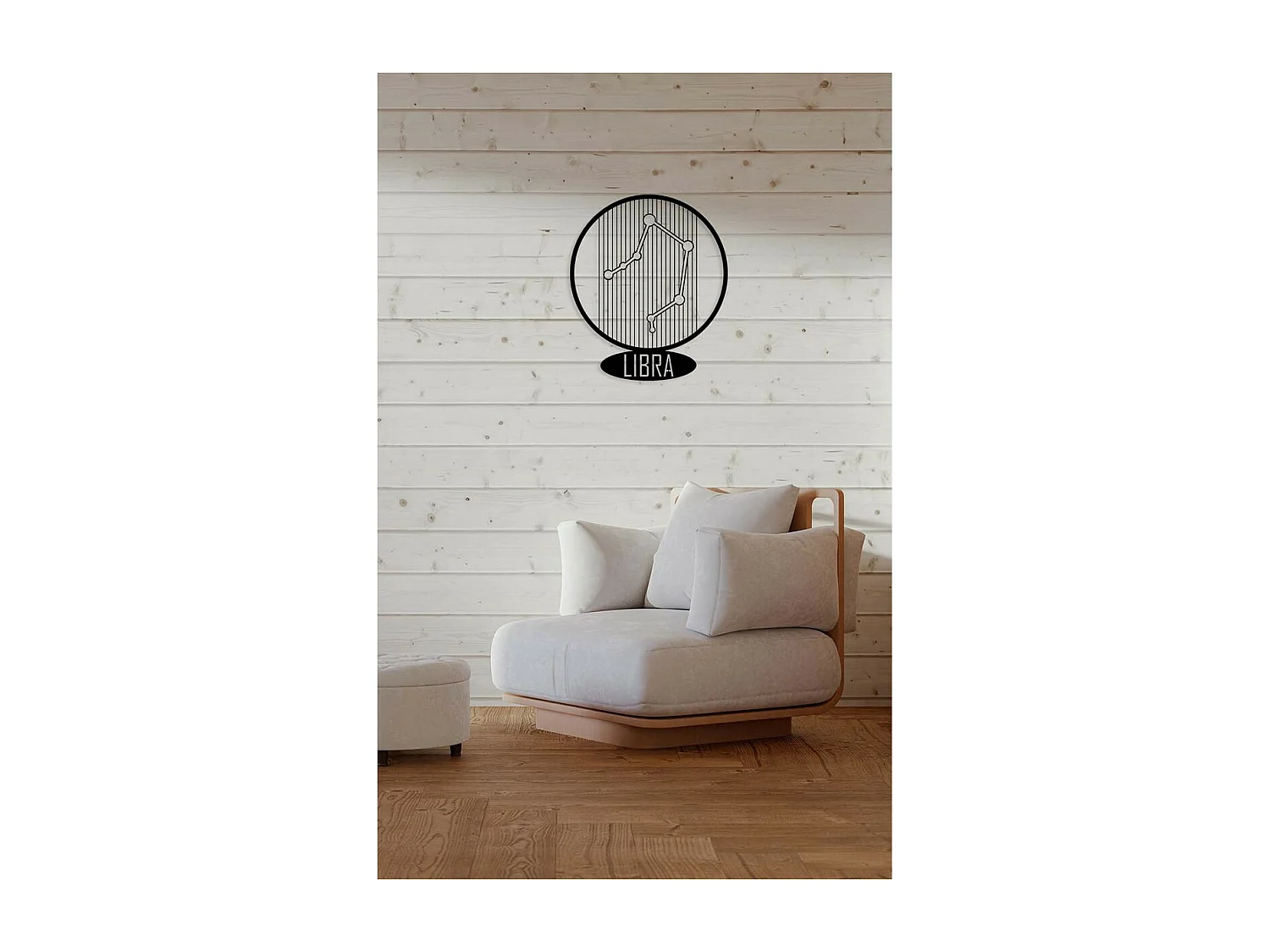 Metalen Decoratie Weegschaal Horoscoop 6, Zwart, 38x0,15x45 cm, EPIKASA