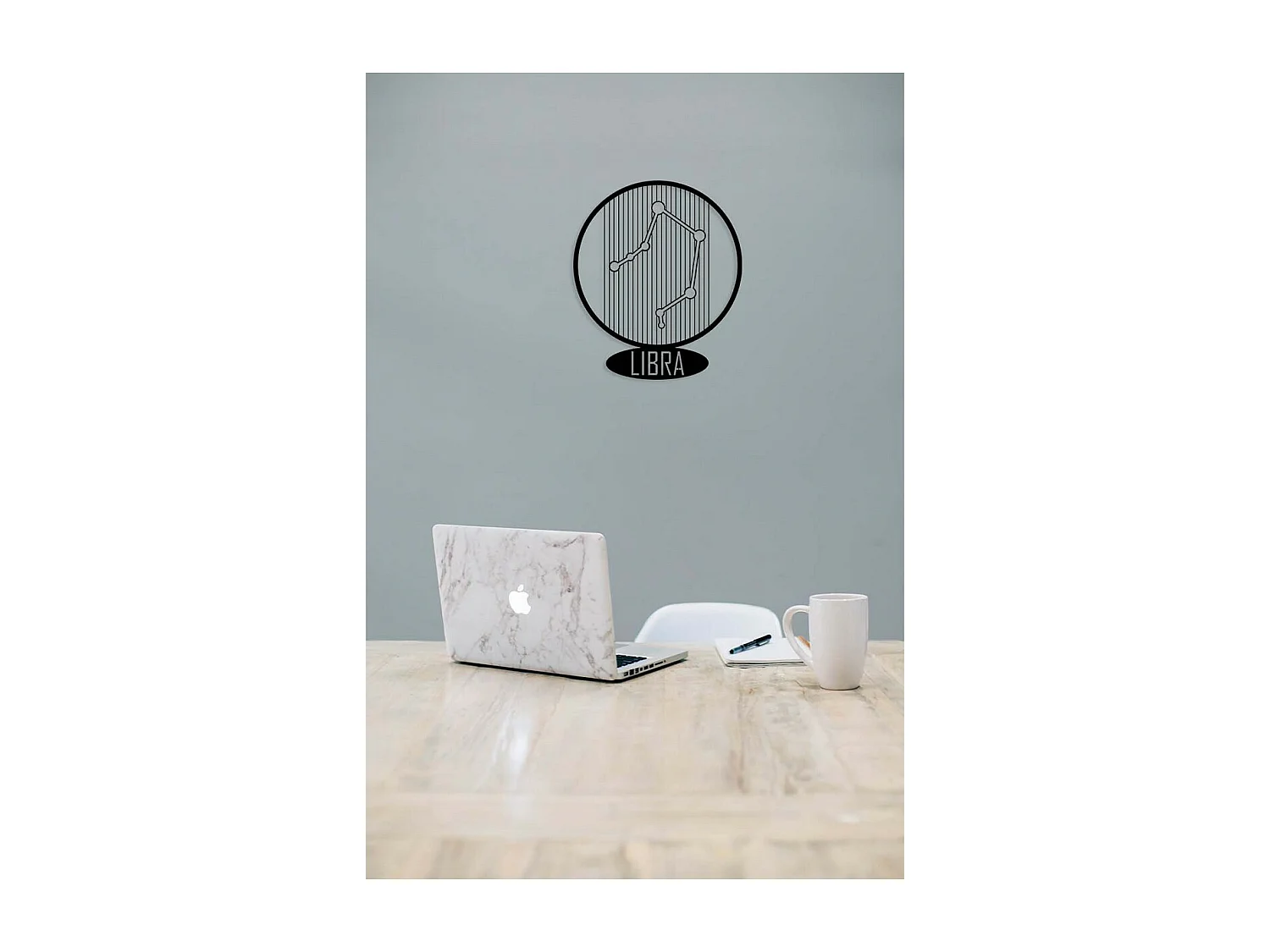 Metalen Decoratie Weegschaal Horoscoop 6, Zwart, 38x0,15x45 cm, EPIKASA