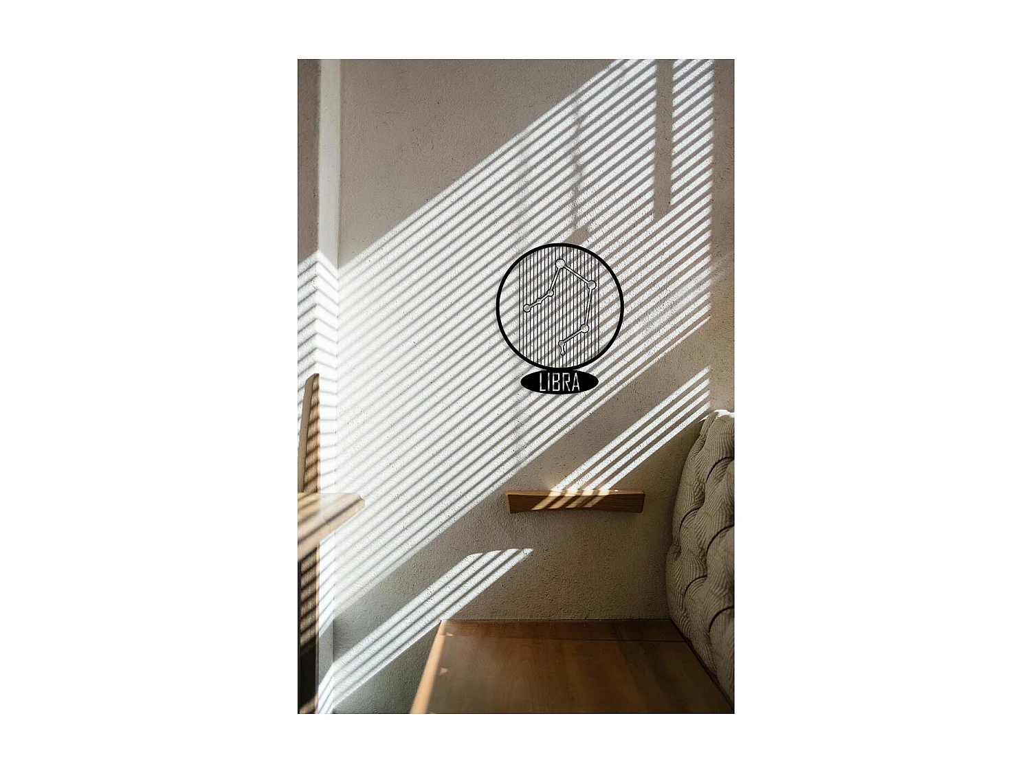 Metalen Decoratie Weegschaal Horoscoop 6, Zwart, 38x0,15x45 cm, EPIKASA