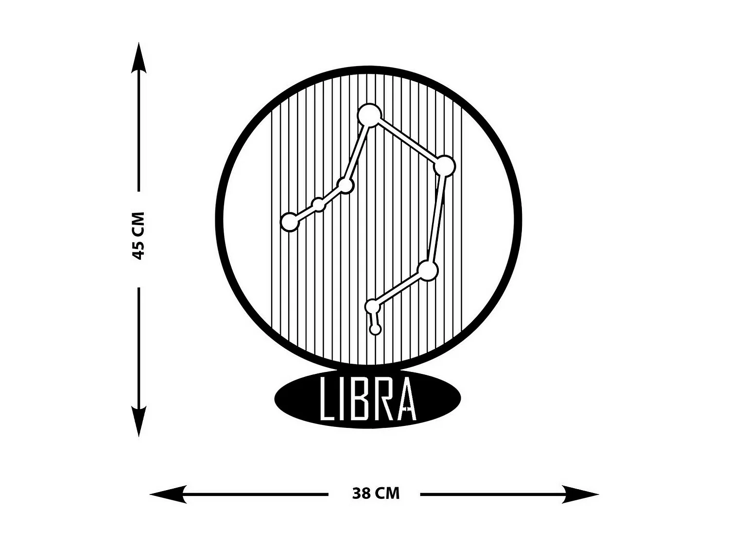 Metalen Decoratie Weegschaal Horoscoop 6, Zwart, 38x0,15x45 cm, EPIKASA