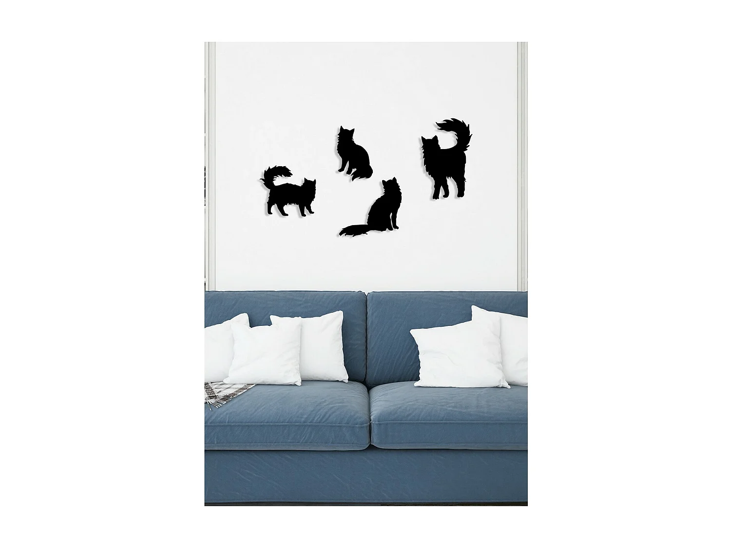 Décoration en Métal Chat 99, Noir, 146x0,15x48 cm, EPIKASA