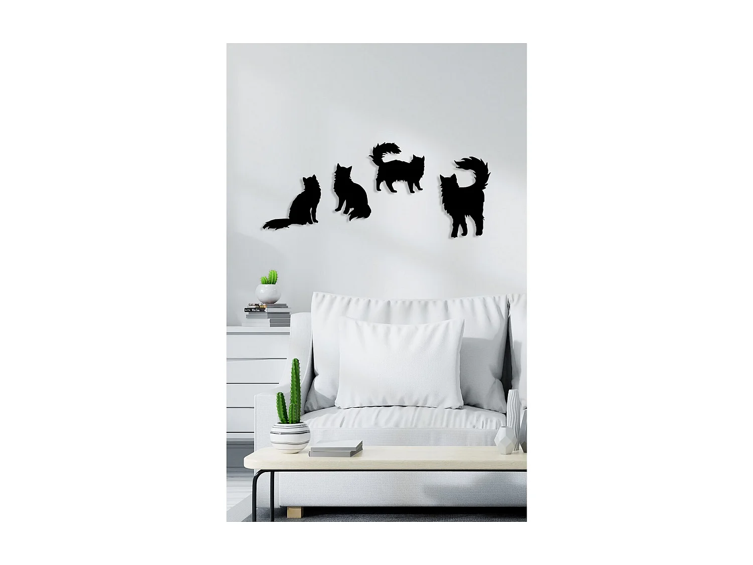 Décoration en Métal Chat 99, Noir, 146x0,15x48 cm, EPIKASA