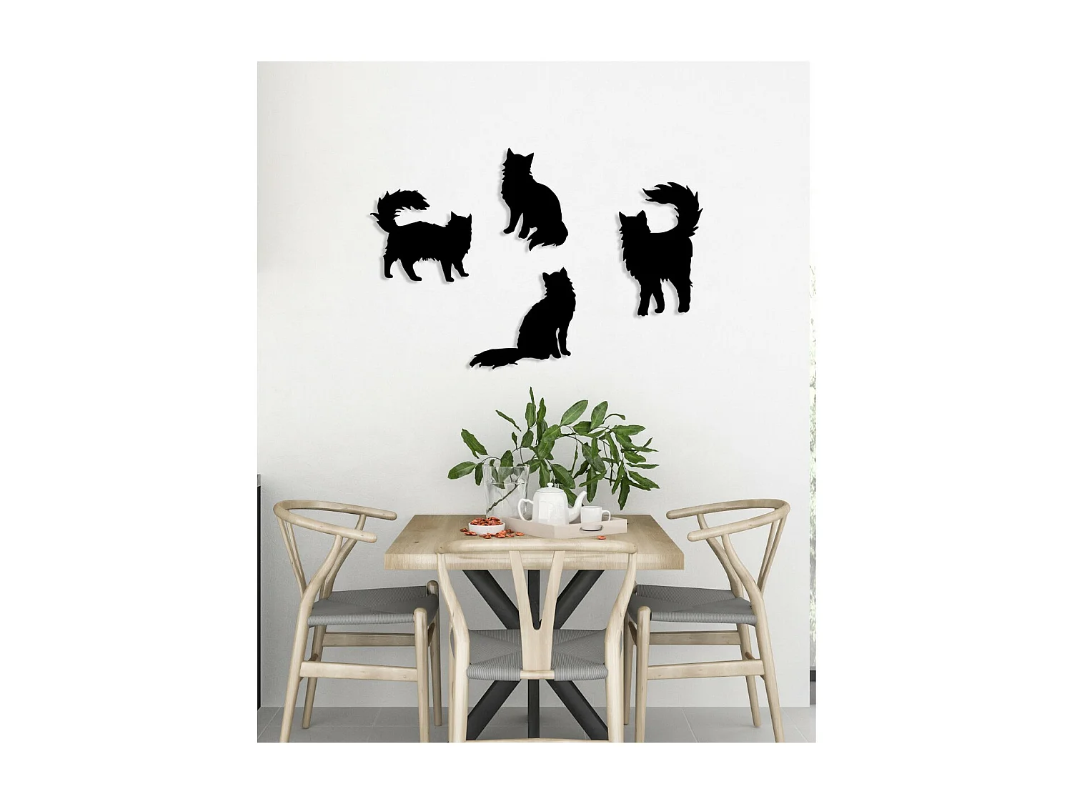 Décoration en Métal Chat 99, Noir, 146x0,15x48 cm, EPIKASA