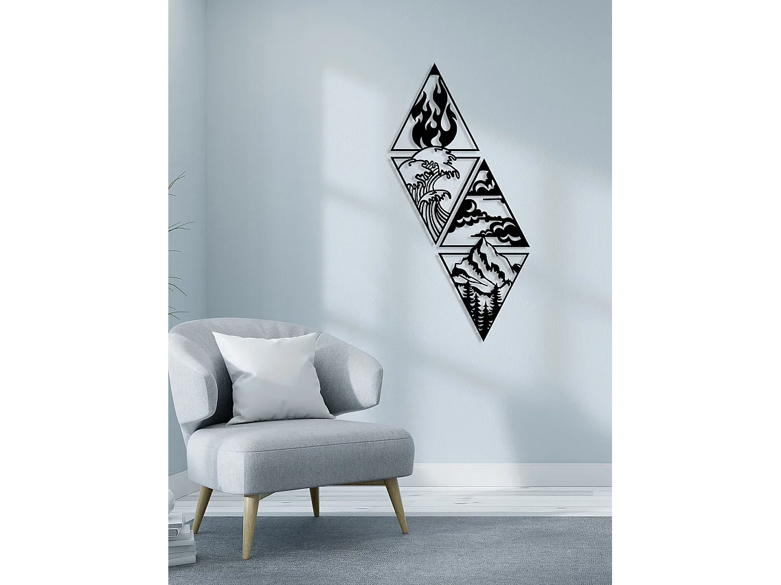 Dekoracja Metalowa Żywioły, Czarny, 80x0,15x81 cm, EPIKASA