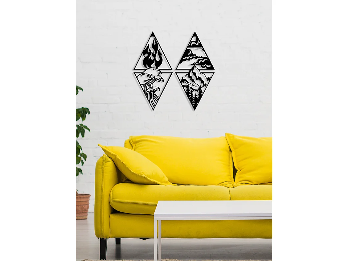 Dekoracja Metalowa Żywioły, Czarny, 80x0,15x81 cm, EPIKASA