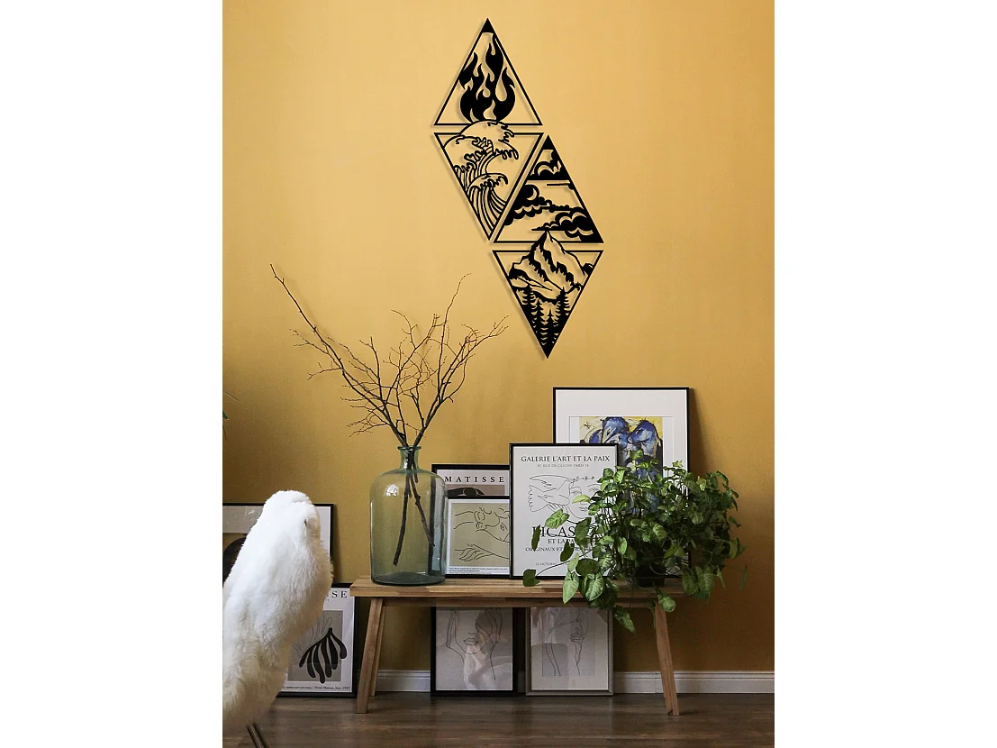 Dekoracja Metalowa Żywioły, Czarny, 80x0,15x81 cm, EPIKASA