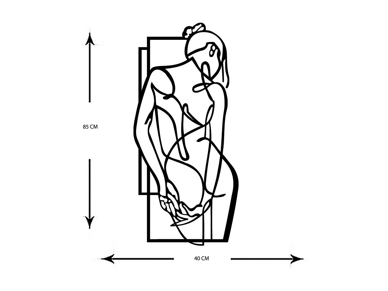 Décoration en Métal Femme 17, Noir, 40x0,15x85 cm, EPIKASA
