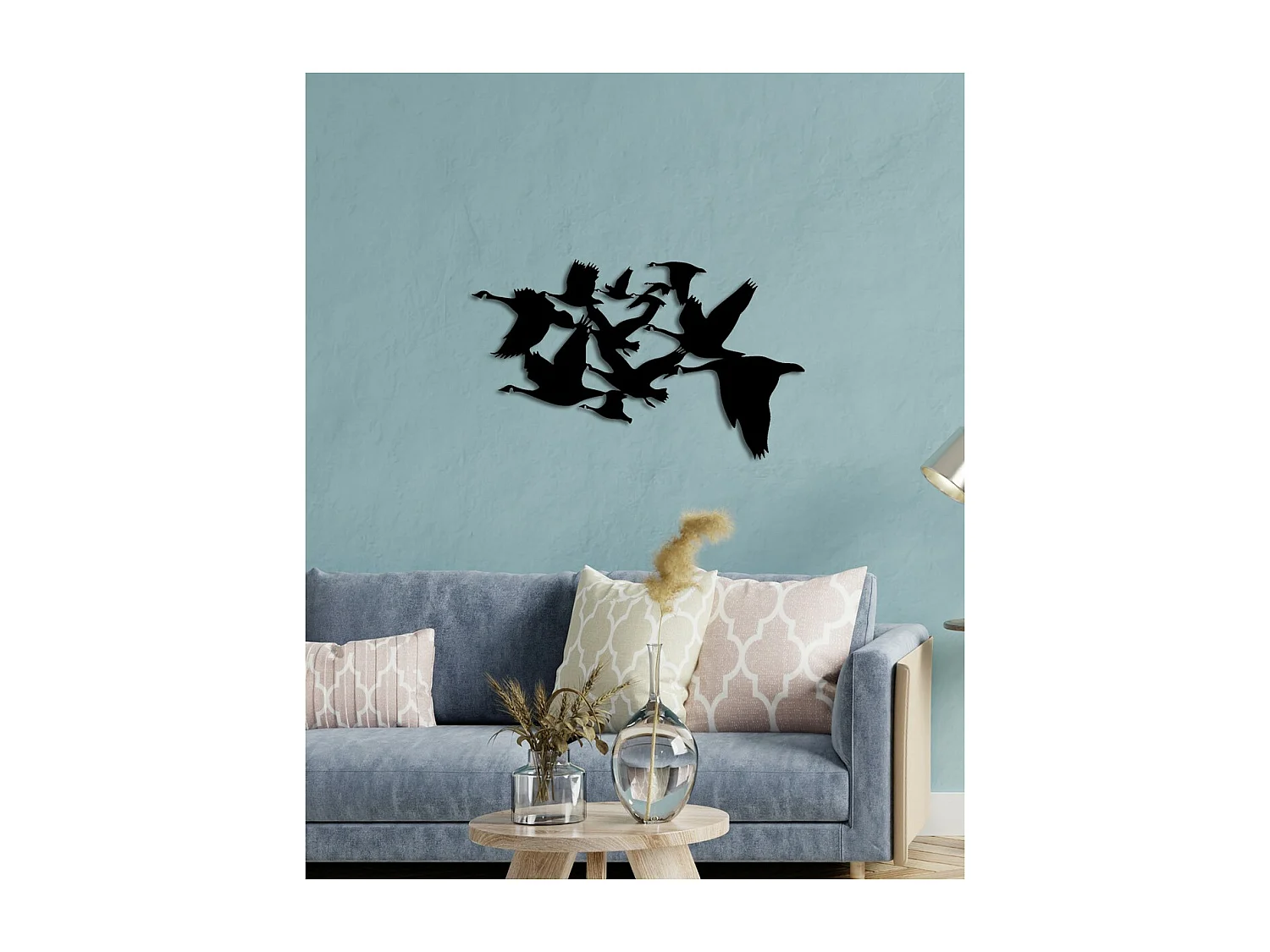 Décoration en Métal Oiseaux 4, Noir, 82x0,15x50 cm, EPIKASA