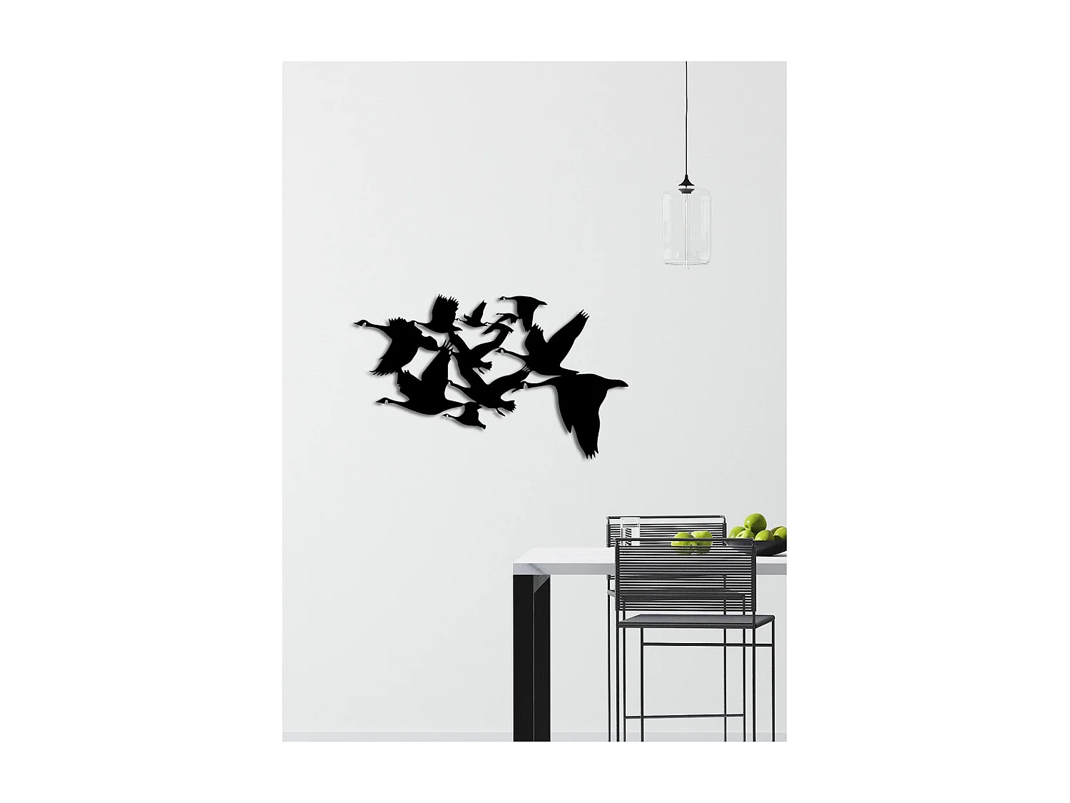 Décoration en Métal Oiseaux 4, Noir, 82x0,15x50 cm, EPIKASA