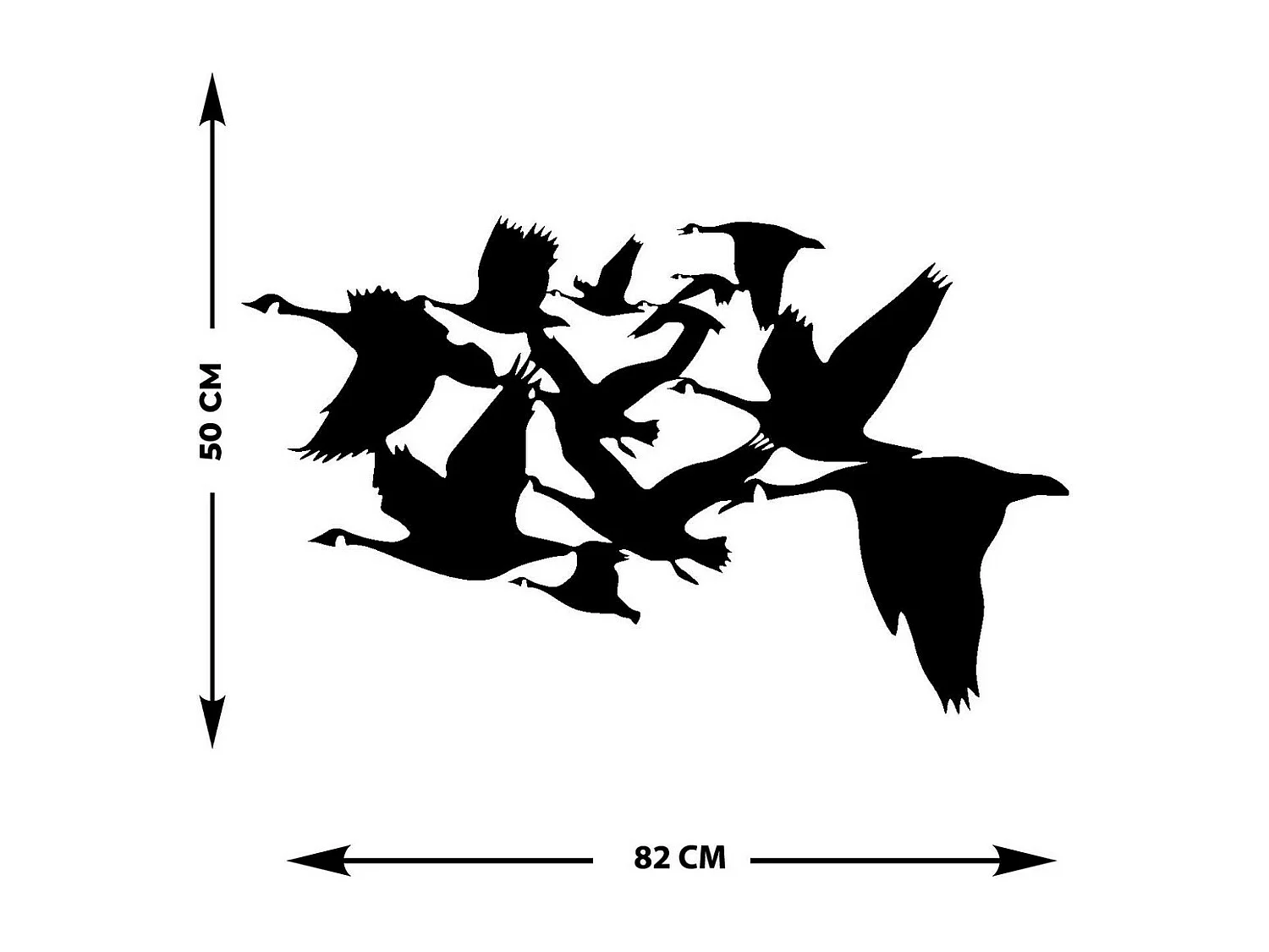 Décoration en Métal Oiseaux 4, Noir, 82x0,15x50 cm, EPIKASA