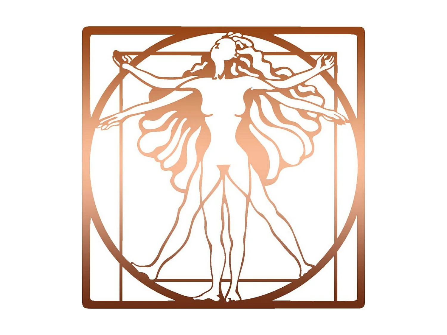 Decoración de Metal Mujer vitruviana 1, Cobre, 60x0,15x60 cm, EPIKASA