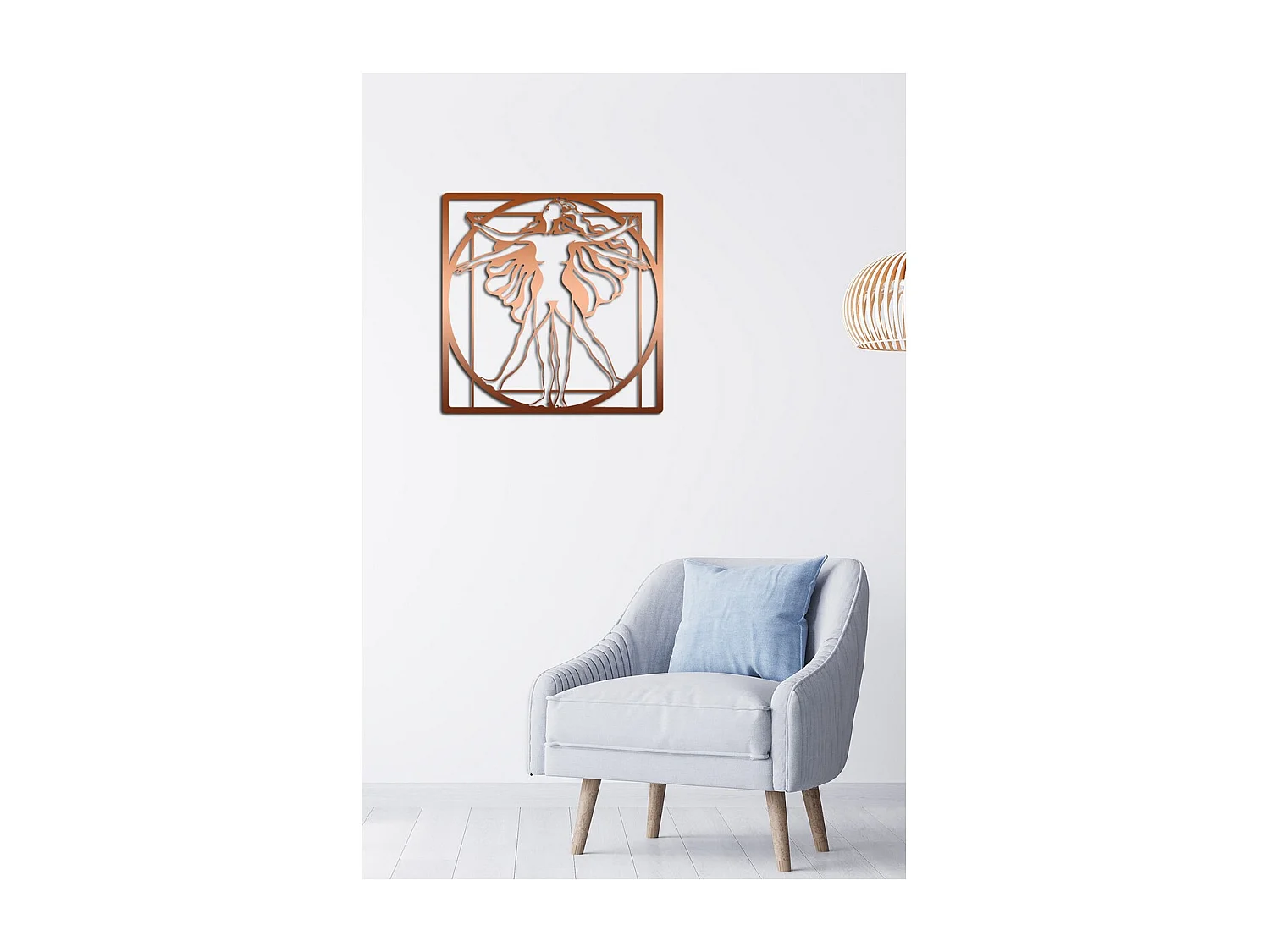 Decoración de Metal Mujer vitruviana 1, Cobre, 60x0,15x60 cm, EPIKASA