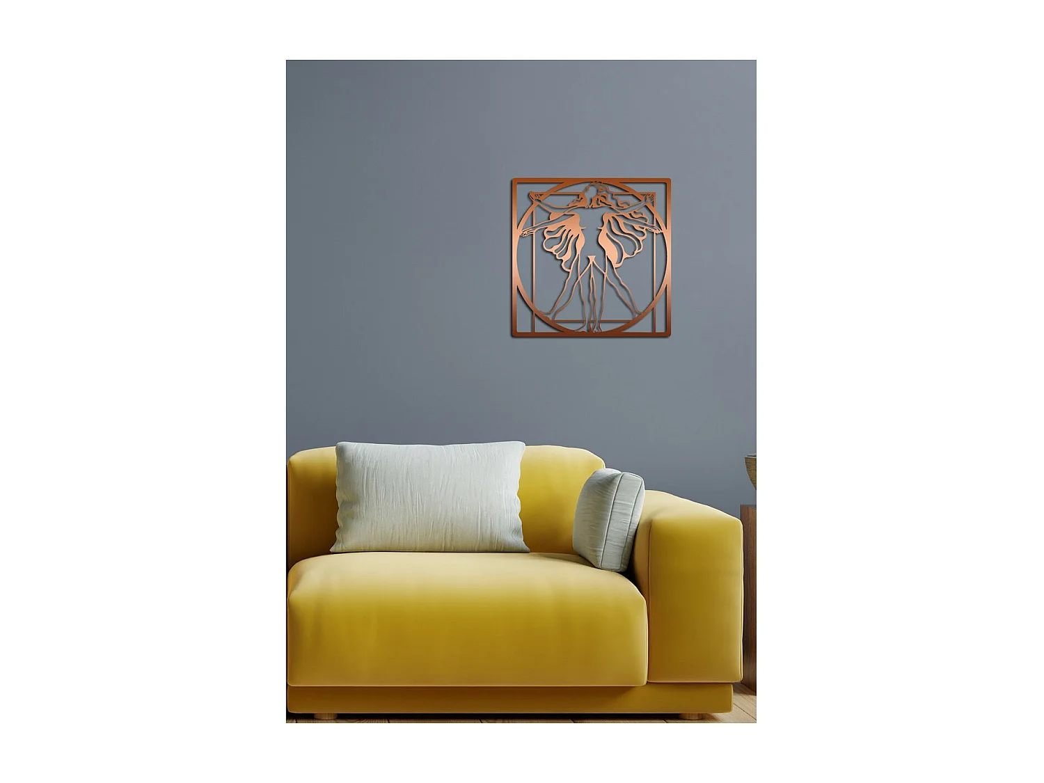 Decoración de Metal Mujer vitruviana 1, Cobre, 60x0,15x60 cm, EPIKASA