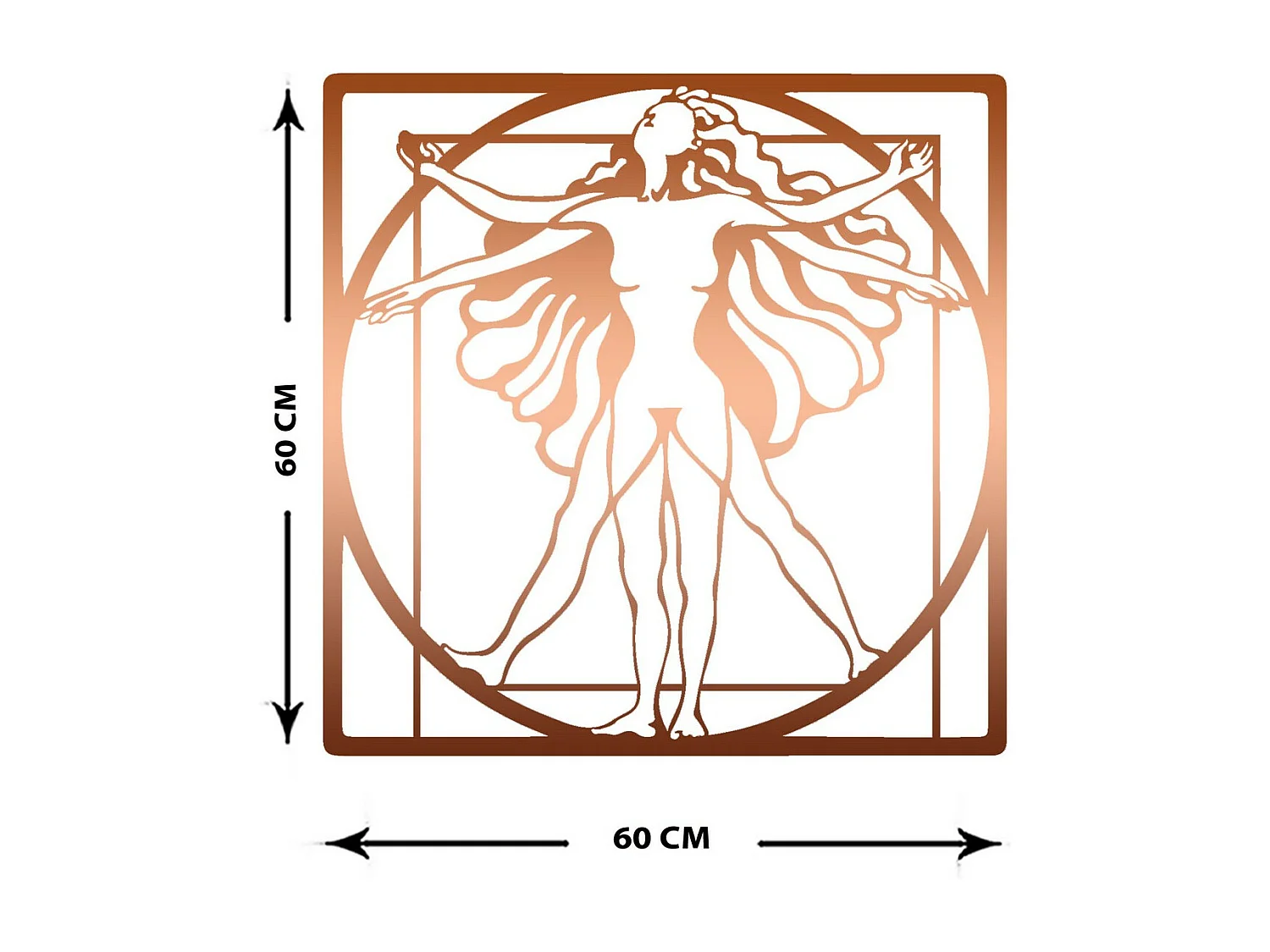 Decoración de Metal Mujer vitruviana 1, Cobre, 60x0,15x60 cm, EPIKASA