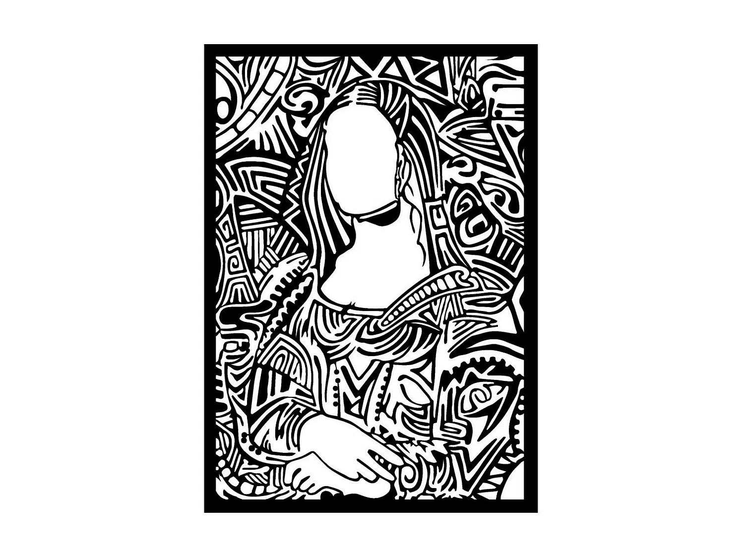 Decoración de Metal Mona Lisa, Negro, 50x0,15x70 cm, EPIKASA