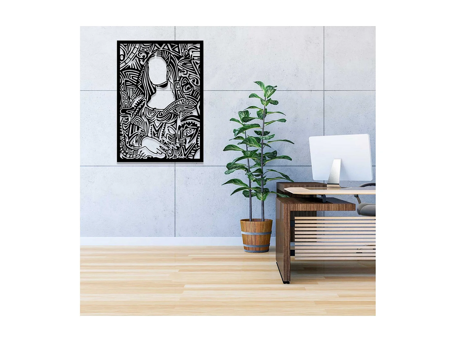 Decoración de Metal Mona Lisa, Negro, 50x0,15x70 cm, EPIKASA