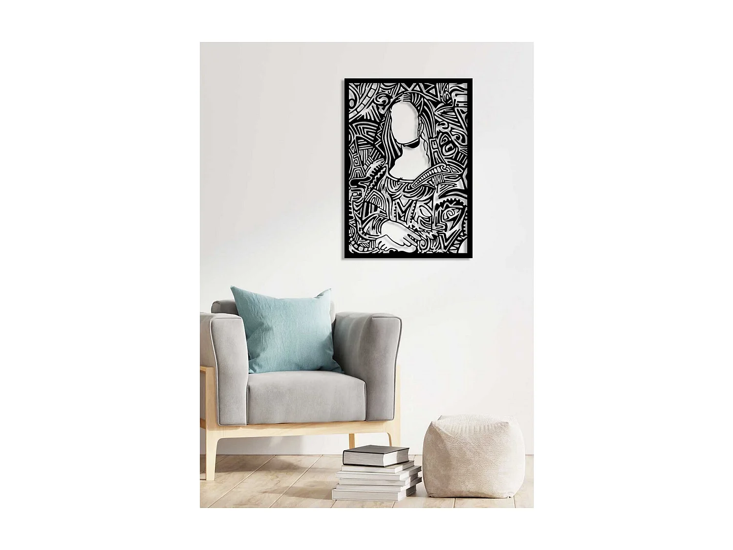 Decoración de Metal Mona Lisa, Negro, 50x0,15x70 cm, EPIKASA