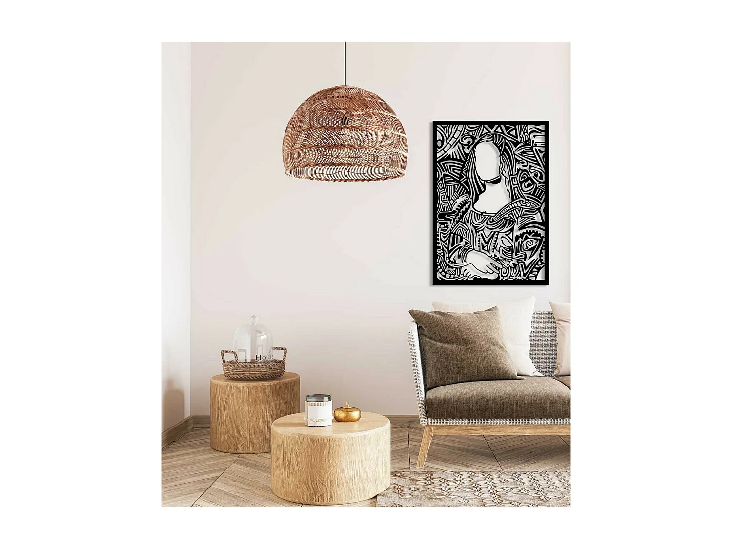 Decoración de Metal Mona Lisa, Negro, 50x0,15x70 cm, EPIKASA