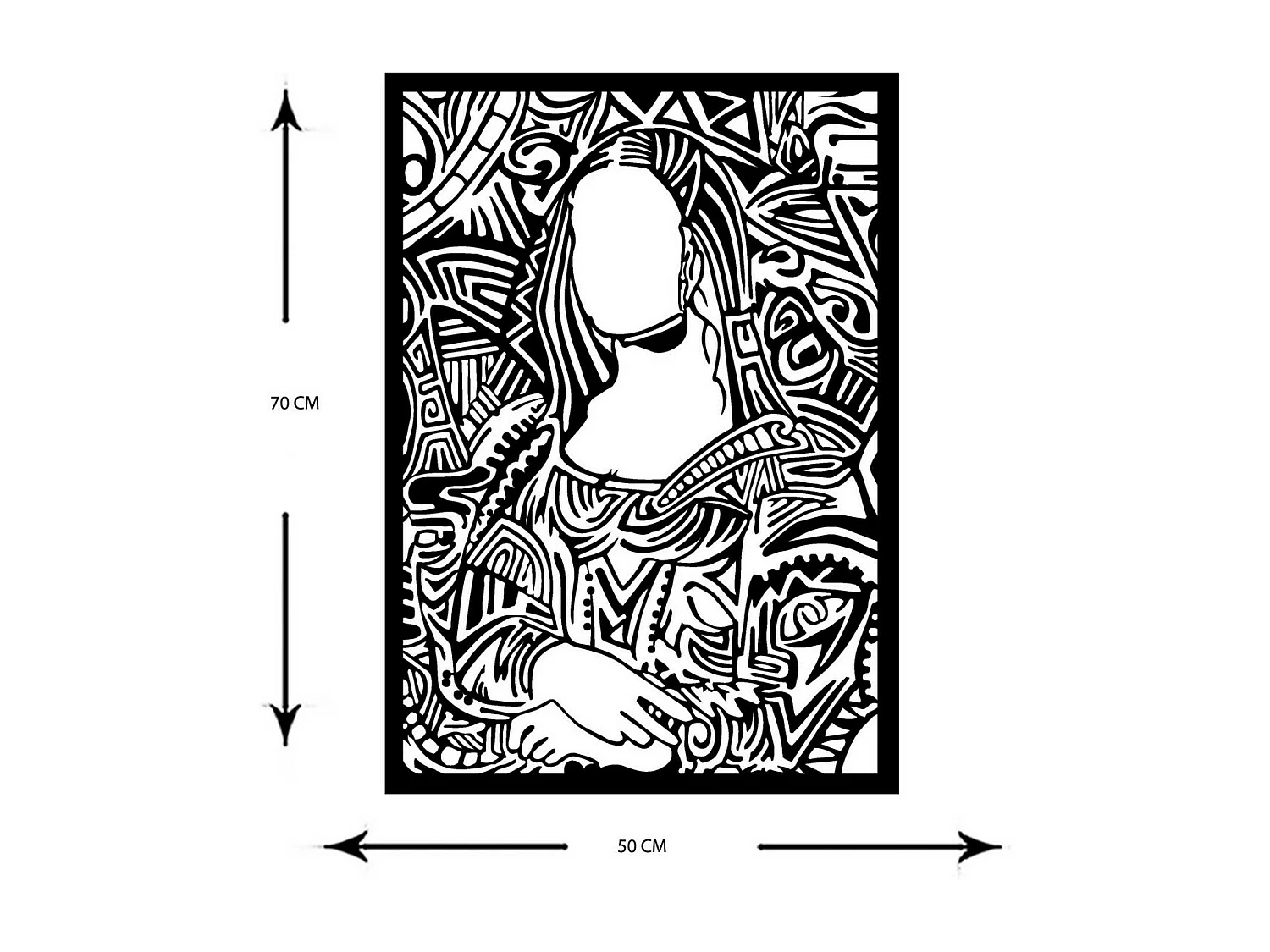 Decoración de Metal Mona Lisa, Negro, 50x0,15x70 cm, EPIKASA