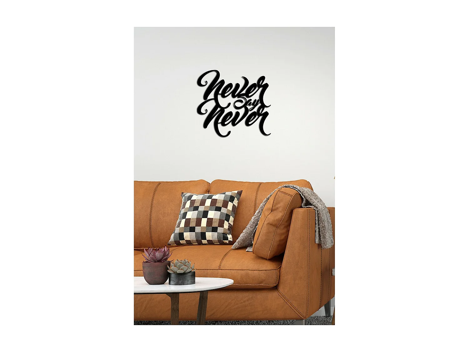 Décoration en Métal Never say Never, Noir, 51x0,15x47 cm cm, EPIKASA