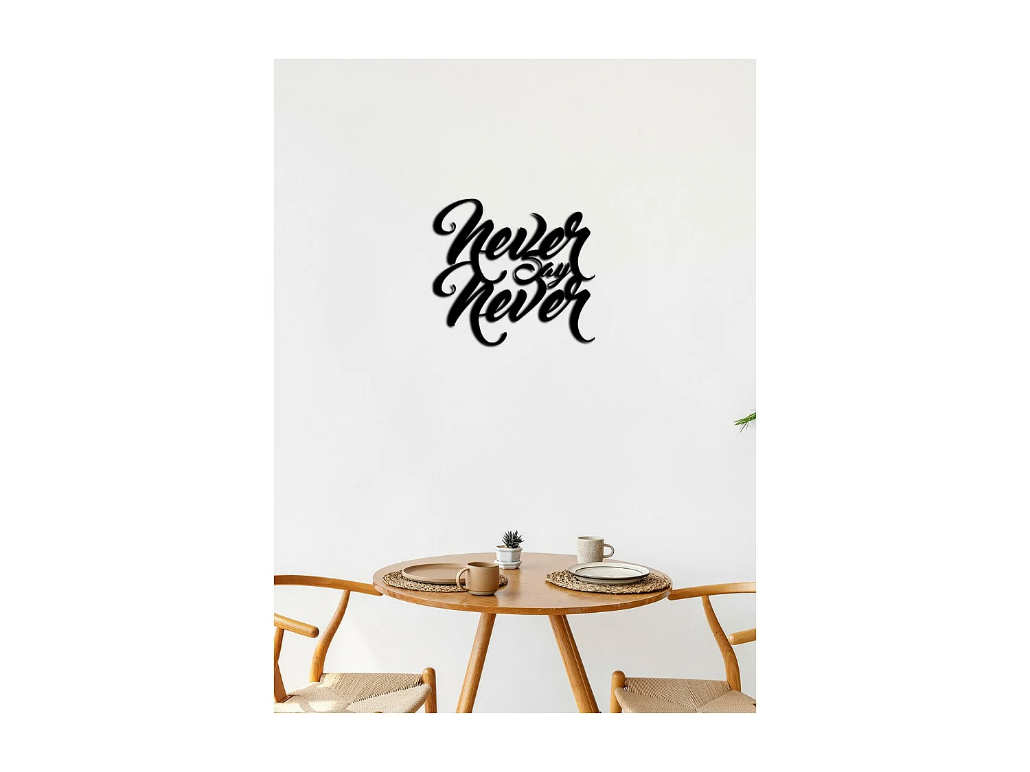 Décoration en Métal Never say Never, Noir, 51x0,15x47 cm cm, EPIKASA