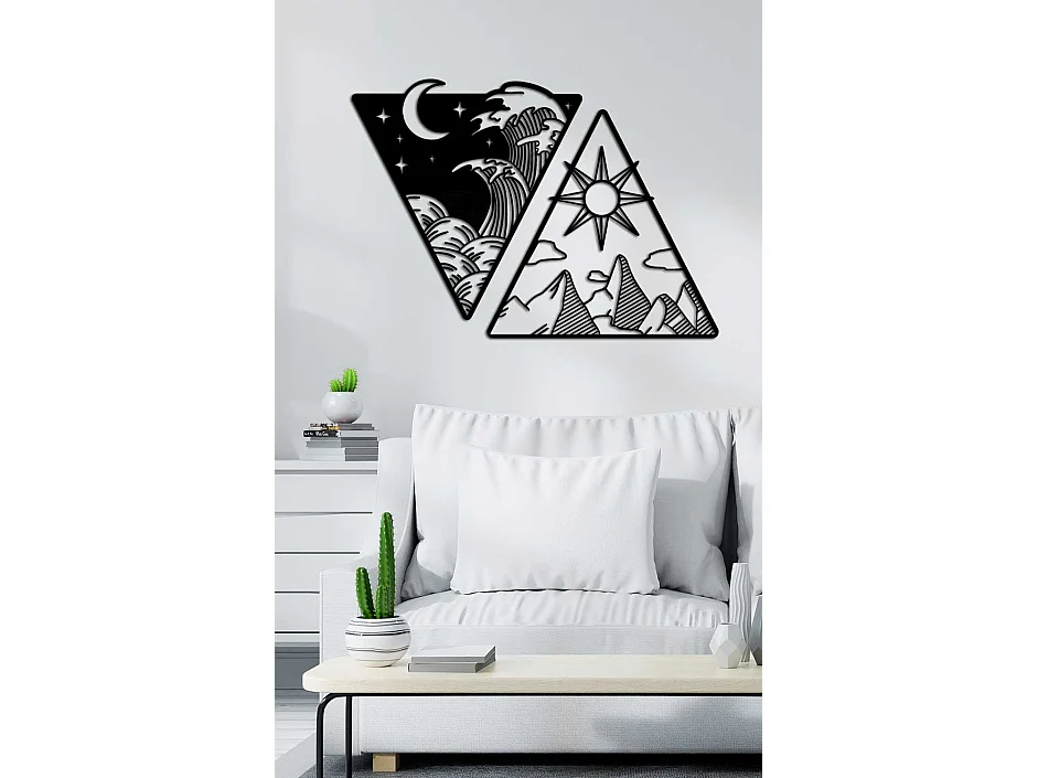 Metalen Decoratie Dag en Nacht 1, Zwart, 110x0,15x57 cm, EPIKASA