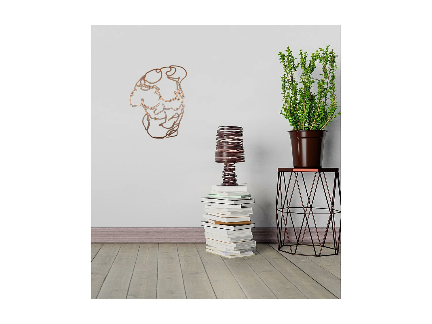 Decoração em Metal Homem do busto 1, Cobre, 55x0,15x71 cm, EPIKASA