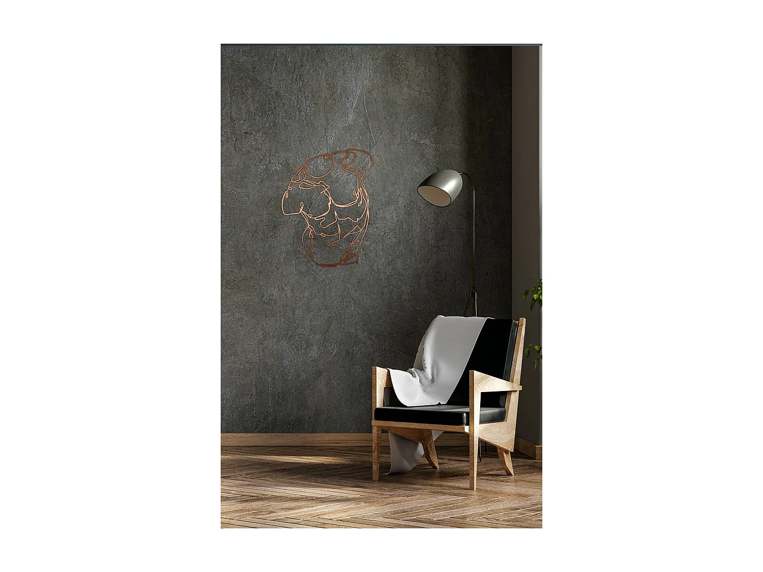 Decoração em Metal Homem do busto 1, Cobre, 55x0,15x71 cm, EPIKASA