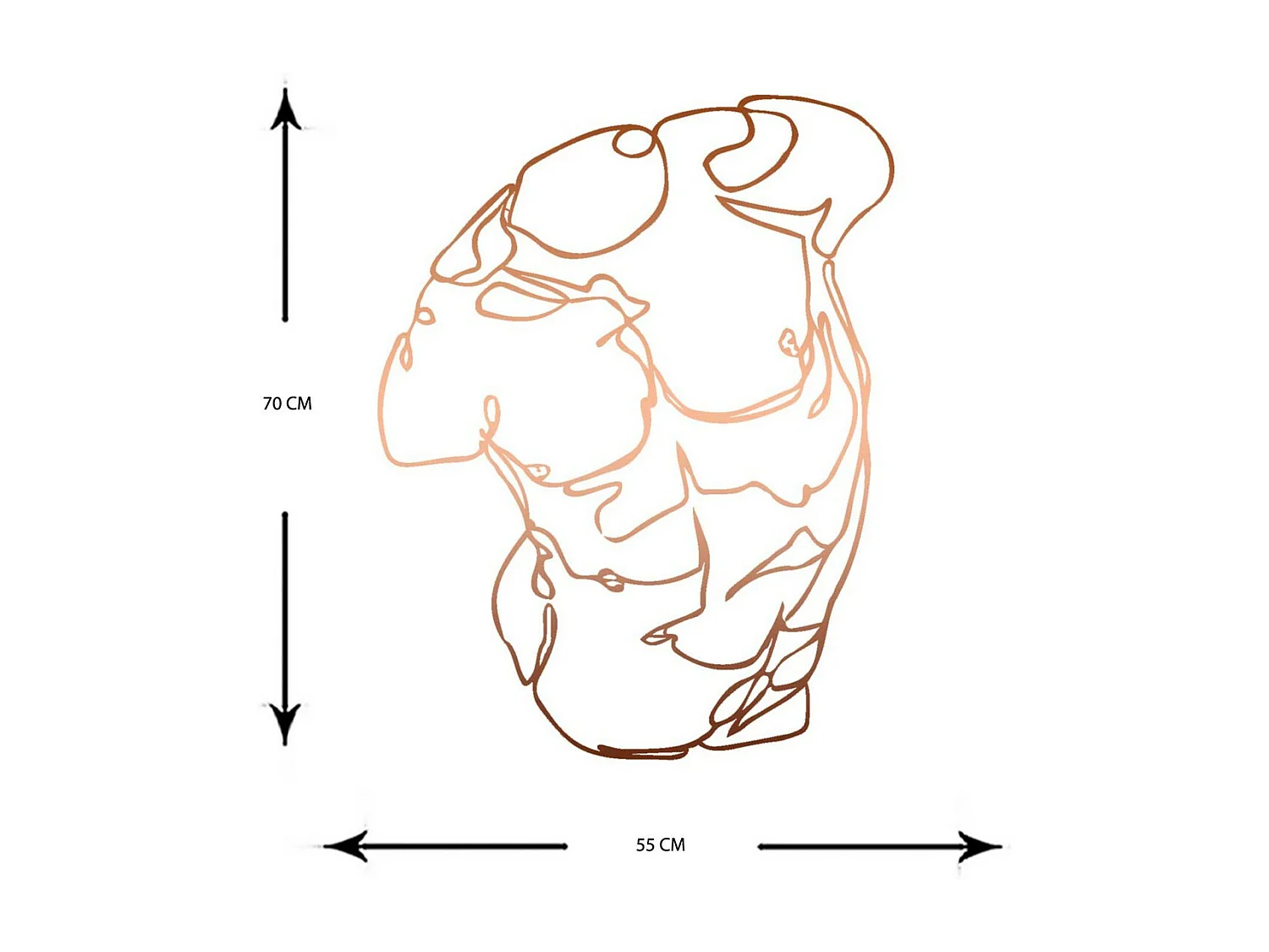 Decoração em Metal Homem do busto 1, Cobre, 55x0,15x71 cm, EPIKASA