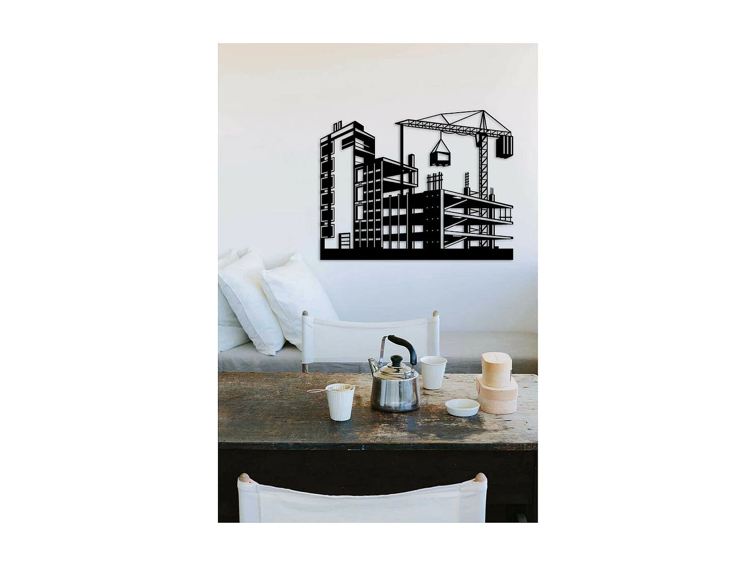 Décoration en Métal Constructions, Noir, 60x0,15x47 cm, EPIKASA